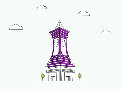 Big clock tower adobe adobe illustrator architecture art clock custom illustration design flat design illustration ui ux vector