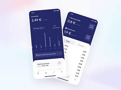 Energy tracker iOS app app app design application blue clean ui emoji gradient ios app minimal modern planning product design ui ui ux