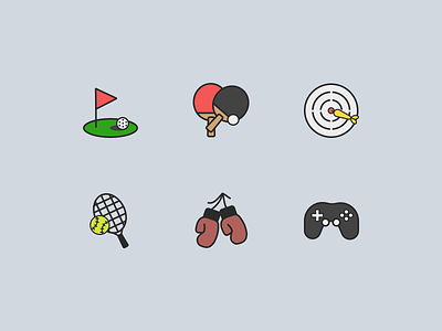 Sports Icons - 2 coloured icons golf icon set icons outline set sketch sports sports icon tennis ui ux
