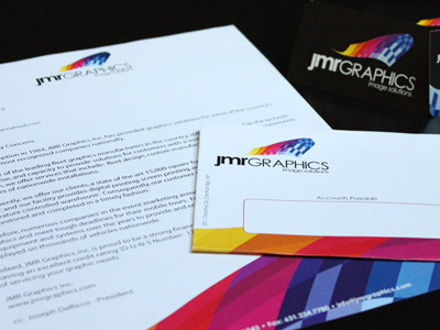 Jmr Graphics Stationary brand identity business card clean colorful envelope graphic design letterhead logo modern print design