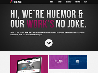 Huemor New Web Design colorful design agency one page website ui ux web design web development