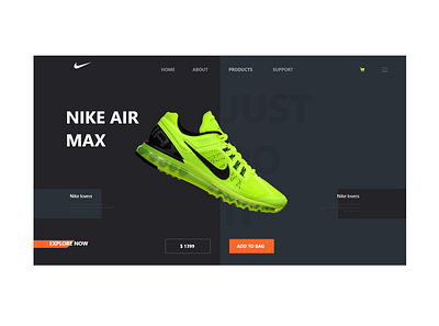 NIKE LANDING PAGE UI 3d animation branding deisgn design designer graphic design illustration logo motion graphics ui vector