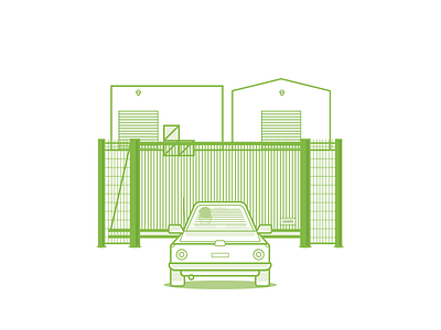 High security gate car factory gate illustration