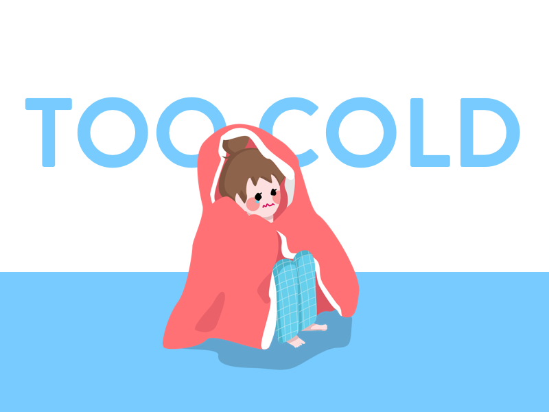 Cold! isometric freezing blanket girl character cold