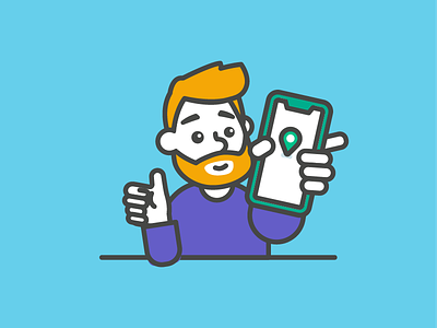 Beard Guy 2d app beard cartoon character graphic guy icon illustration man phone