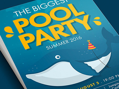 Summer Party Illustrated Flyer colorful download flyer funny graphicriver illustration party poster sea summer whale