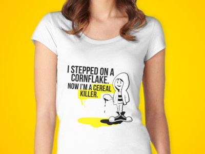 Cereal Killer T-Shirts cartoon cereal cheerful comic concept cornflakes crazy funny happy killer