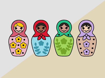 Matryoshka Dolls broadway colour craft folk illustration illustrator russia vector