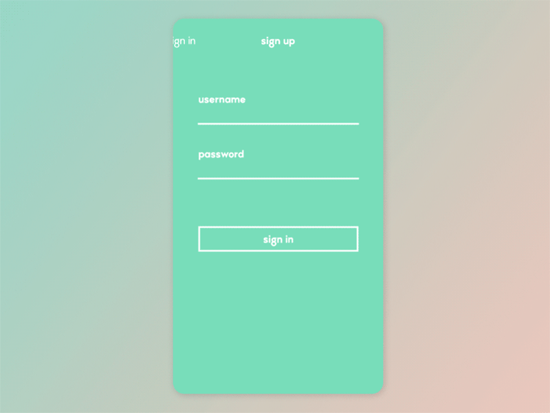 001 Daily UI — Sign Up animated animation app daily100 dailyui gif login sign in sign up simple ui widget
