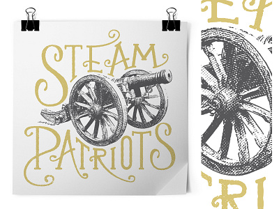 Steam Patriots custom type illustration steampunk typography