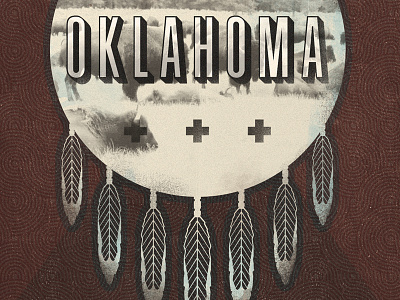 Oklahoma buffalo feathers oklahoma pattern poster