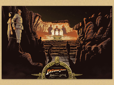 Indiana Jones and the Raiders of the Lost Ark ark desert egypt film illustration indiana landscape lettering mountains typography