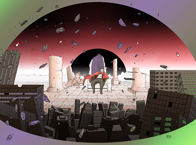 Tetsuo s Throne akira building city colorful cyberpunk fantasy moebius nft otomo poster sci fi tokyo