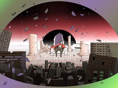 Tetsuo s Throne akira building city colorful cyberpunk fantasy moebius nft otomo poster sci fi tokyo