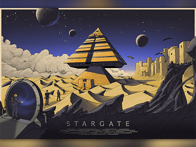 Stargate city clouds desert militars moon mountains portal pyramid sci fi space stargate world
