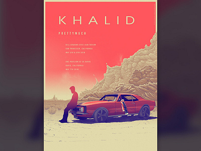 Khalid - Gig poster car clouds desert flag gig poster khalid