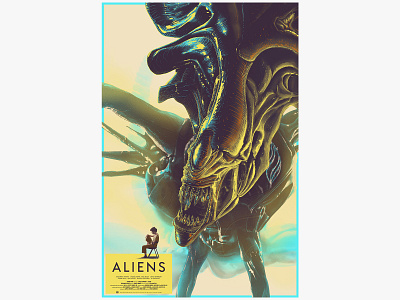 Aliens aliens chair character film foil girl illustration monster poster sci-fi screenprint