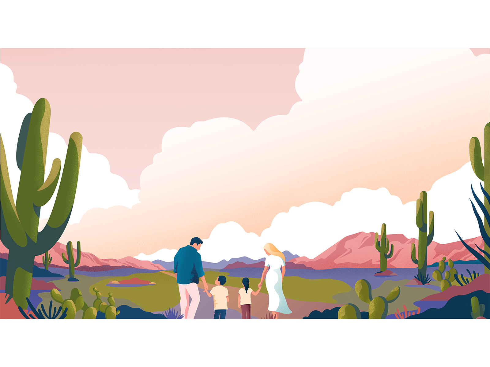 Arizona desert nature family adobeillustator desert arizona noise landscape vector colors illustration