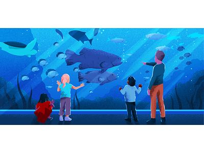 Discovery aquarium blue character child children colors illustration material noise vector