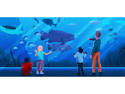 Discovery aquarium blue character child children colors illustration material noise vector