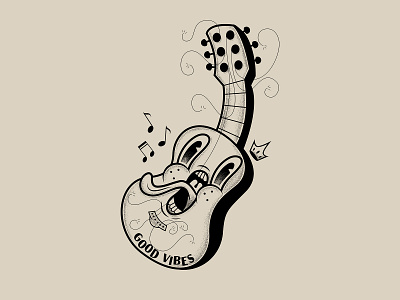 Good Vibes character classic design funny funny character guitar illustration illustrator music old cartoon sing