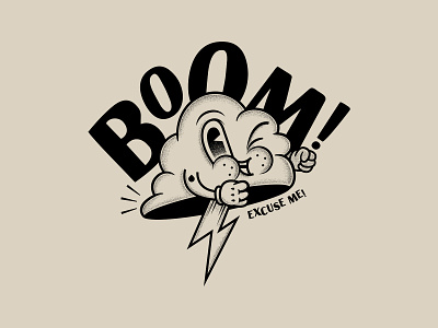 Boom! classic cloud cute design fart farts funny funny character gloves illustration illustrator lightning old cartoon thunder
