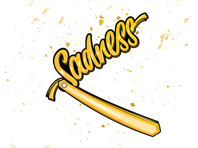 Sadness calligraphy creative gold illustration knife lettering logotype