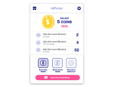Ad blocker concept adblock add on add ons addon addons ads blocker chrome coins dailyui design interactive interface product product design ui ui ux ui design