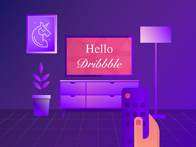 Hello Dribbble hello dribbble illustrator living room