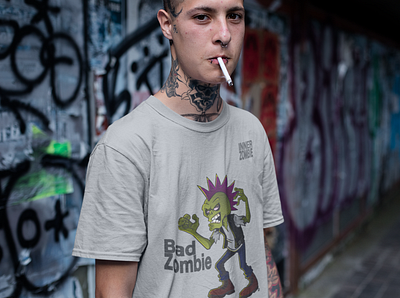 Bad Zombie Tee by InnerZombie design graphic design illustration logo t shirt design t shirts zombie