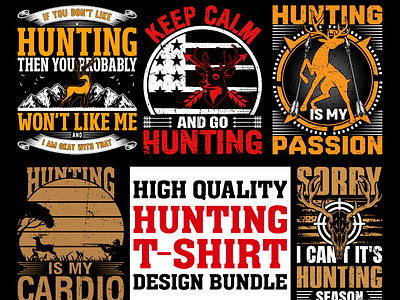 Hunting T-Shirt Design Bundle arrow camping deerhunter deerhunting graphic design guns hunt hunter hunters hunting huntingdog huntinglife huntingseason knife outdoors shooting t shirt design typography vector whitetail