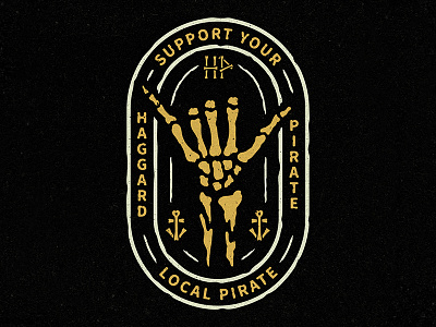 Haggard Pirate "Shaka" anchor apparel bones design gnarly gritty logo march pirate texture