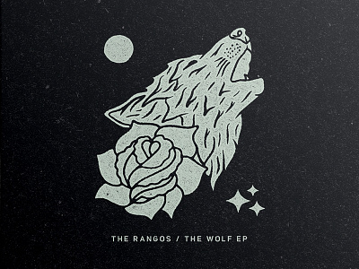 The Rangos - The Wolf EP album band graphic logo merch nashville rose texture traditional wolf