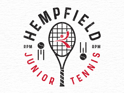 Hempfield RPM Junior Tennis badge branding design logo rebrand sports tennis texture