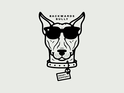 Backwards Bully - Heart Support art branding bullterrier logo design dog heartsupport illustration