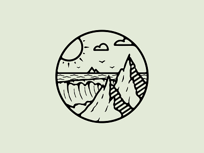 Mountains badge beach icon illustration landscape logo mountains ocean