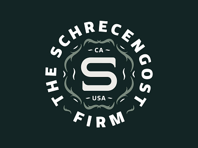 The Schrecengost Firm badge brand branding california identity lawfirm lawyer logo mark