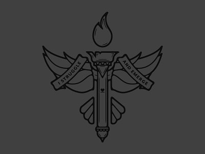 I Struggle and Emerge apparel badge dove heartsupport illustration logo merch torch