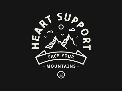 Face Your Mountains apparel badge heartsupport illustration merch monoweight mountains outdoors vintage