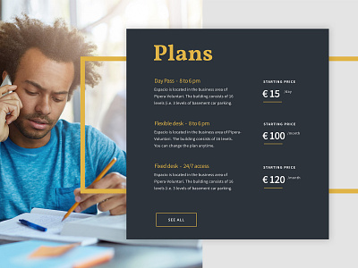 Price table - Co-Working space website