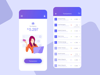 Transactions Report - Banking App app design banking banking app fintech startup mobile app money transfer payment transactions product designs uidesign uiux ux design wallet app wallet balance