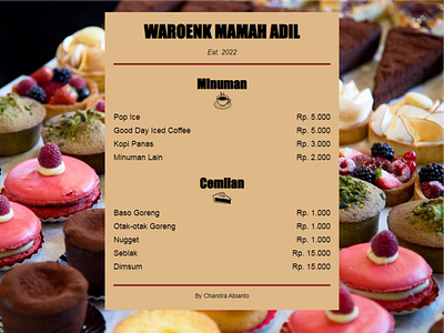 Small Shop Menu Project css design dessert drink html menu shop