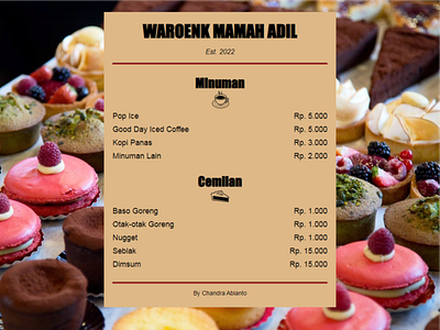 Small Shop Menu Project