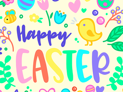 Happy Easter april colorful drawing easter illustration poster vector