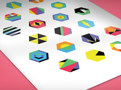 Hidden Hexagons colorful geometric hexagons icons illustrator minimalist shapes vector