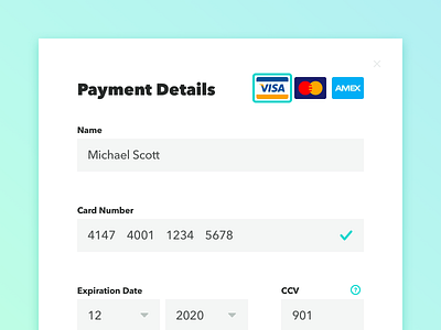 002: Credit Card Checkout button credit card form creditcard dailyui form modal payment ui