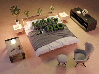 Kingbed 3d art bed blender hotel kingbed