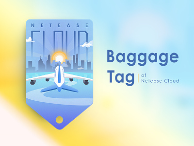 Baggage Tag of Netease Cloud baggage city illustration plane river sun tag
