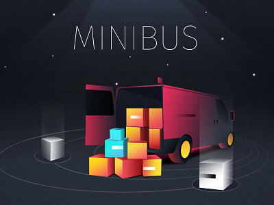 Minibus box geometry gradient illustration minibus