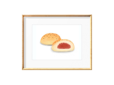 red bean bread illustration